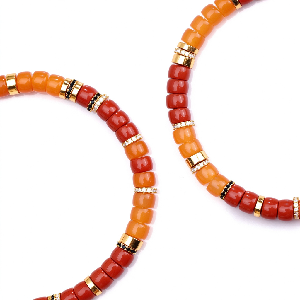 Golden Hour | Natural Red Agate &amp; Yellow Chalcedony Disc Bracelet