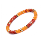 Golden Hour | Natural Red Agate &amp; Yellow Chalcedony Disc Bracelet