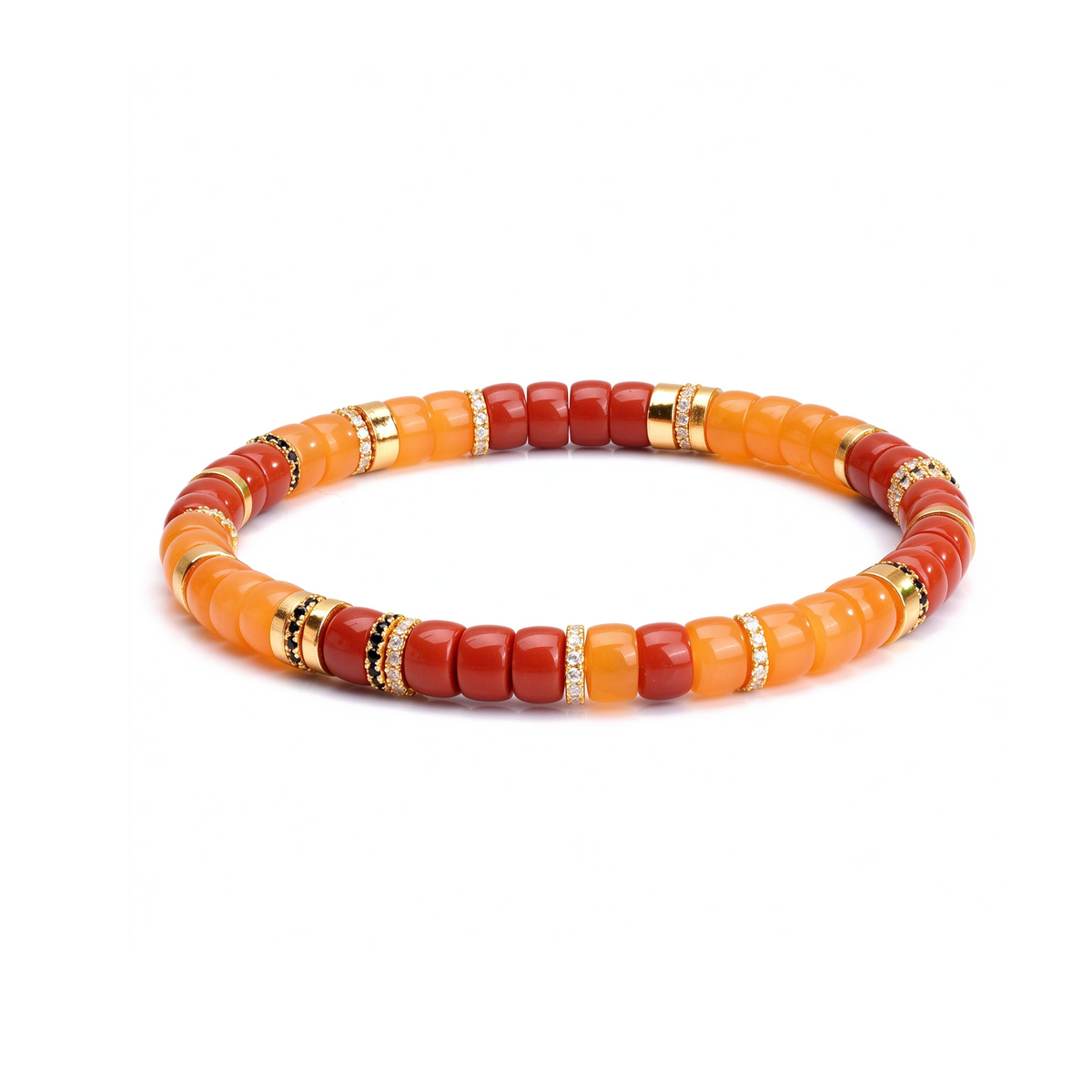 Golden Hour | Natural Red Agate &amp; Yellow Chalcedony Disc Bracelet