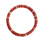 Sacred Crimson | Natural Red Agate Disc Bracelet with 18K Gold &amp; Micro-Pave Moissanite