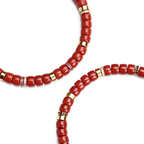 Sacred Crimson | Natural Red Agate Disc Bracelet with 18K Gold &amp; Micro-Pave Moissanite
