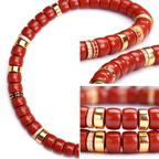 Sacred Crimson | Natural Red Agate Disc Bracelet with 18K Gold &amp; Micro-Pave Moissanite