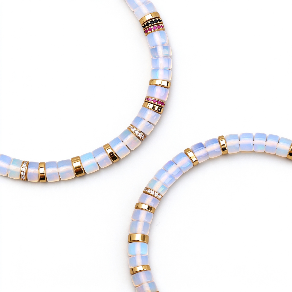 Celestial Opal & 18K Gold Moissanite Bracelet