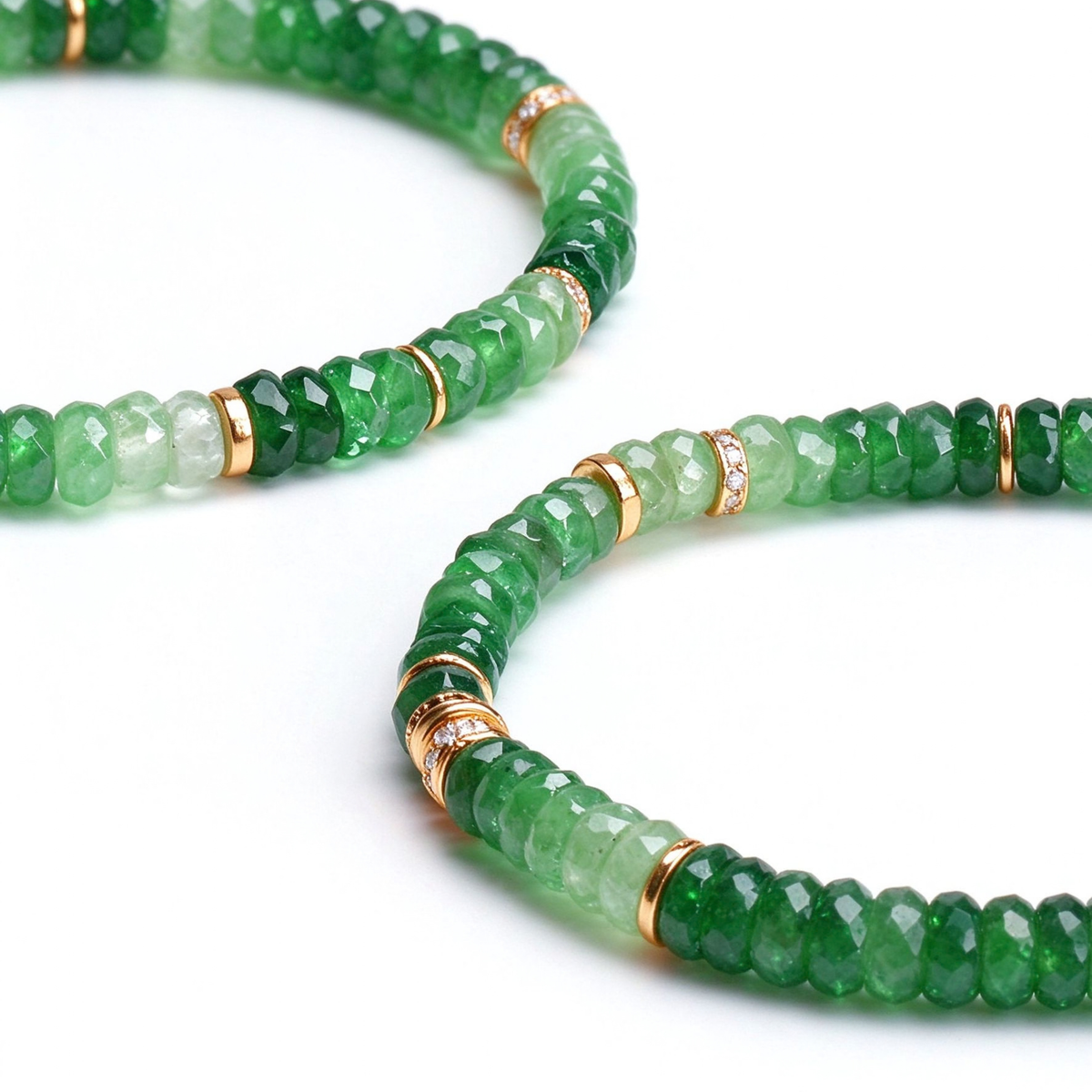 Tsavorite & 18K Gold Faceted Disc Bracelet (4.5mm）