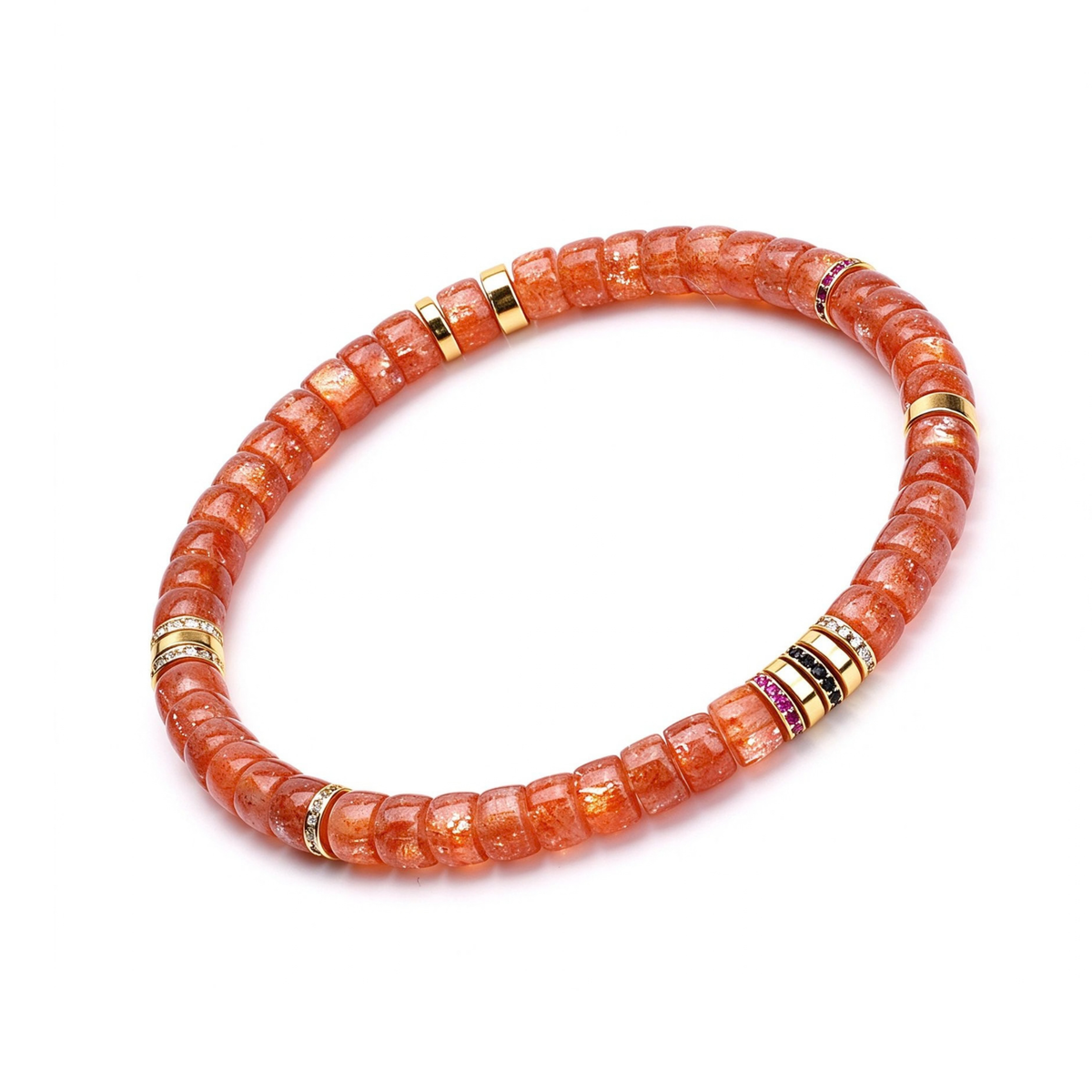 Natural Sunstone 18K Gold Moissanite Bracelet