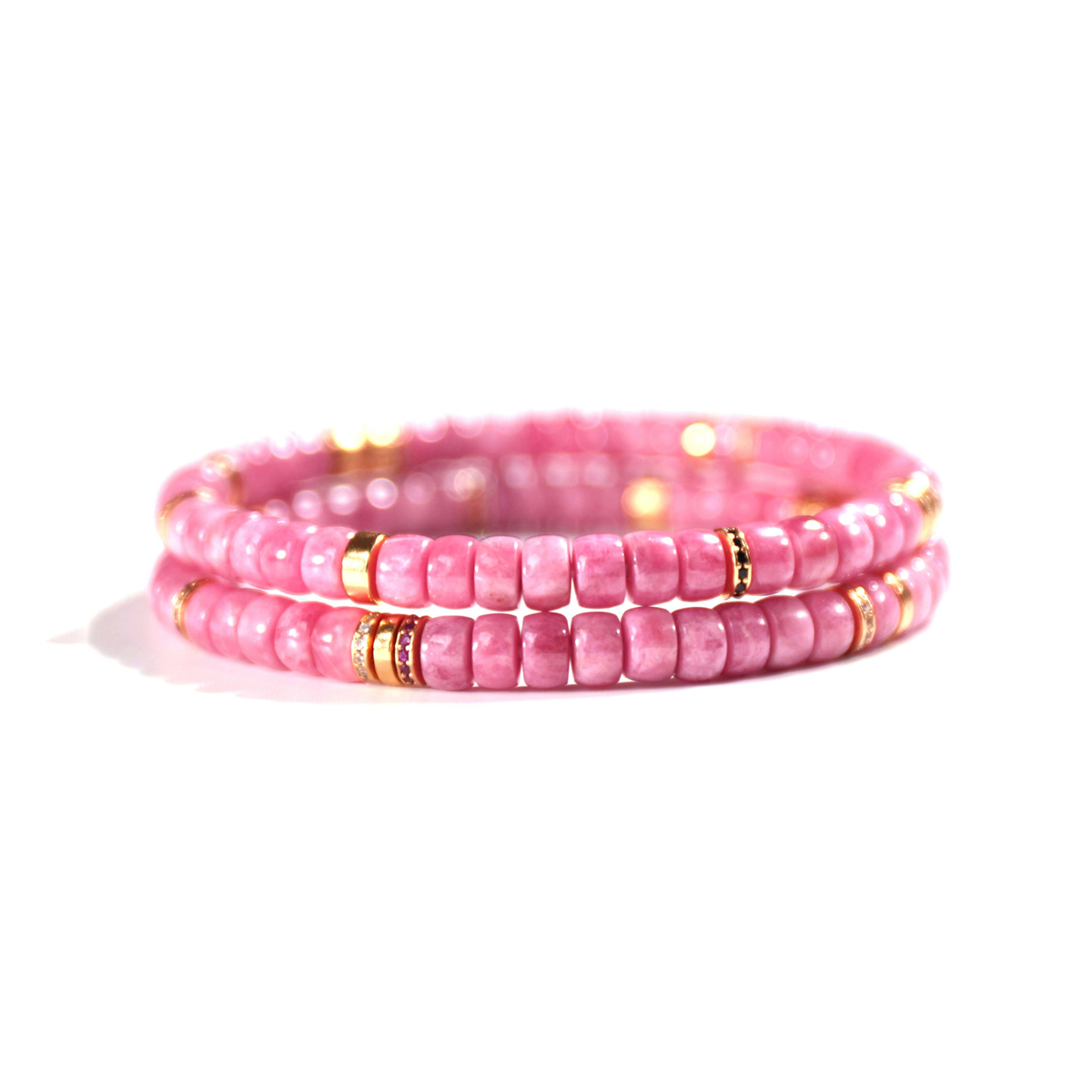 Natural Rhodonite Disc Bead Bracelet