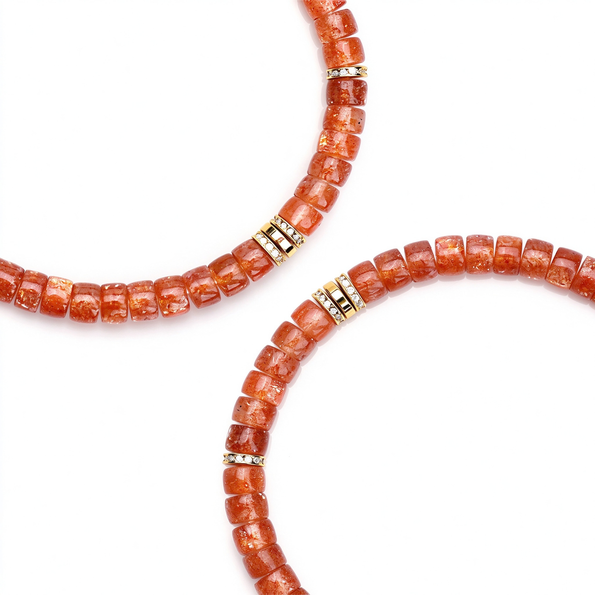 Natural Sunstone 18K Gold Moissanite Bracelet