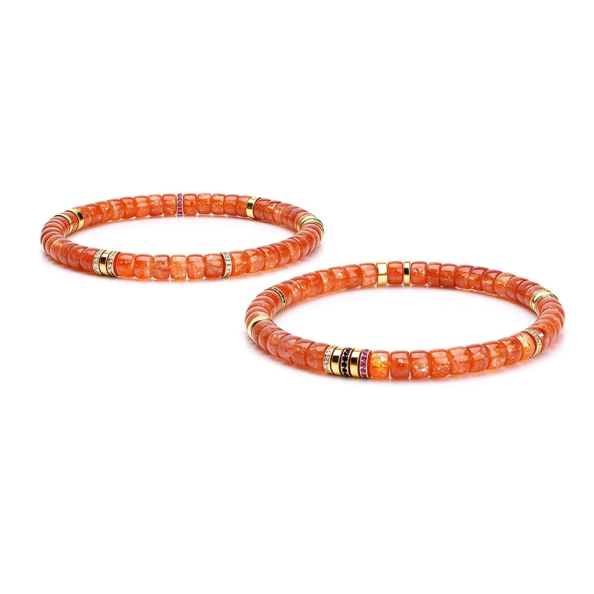 Natural Sunstone 18K Gold Moissanite Bracelet