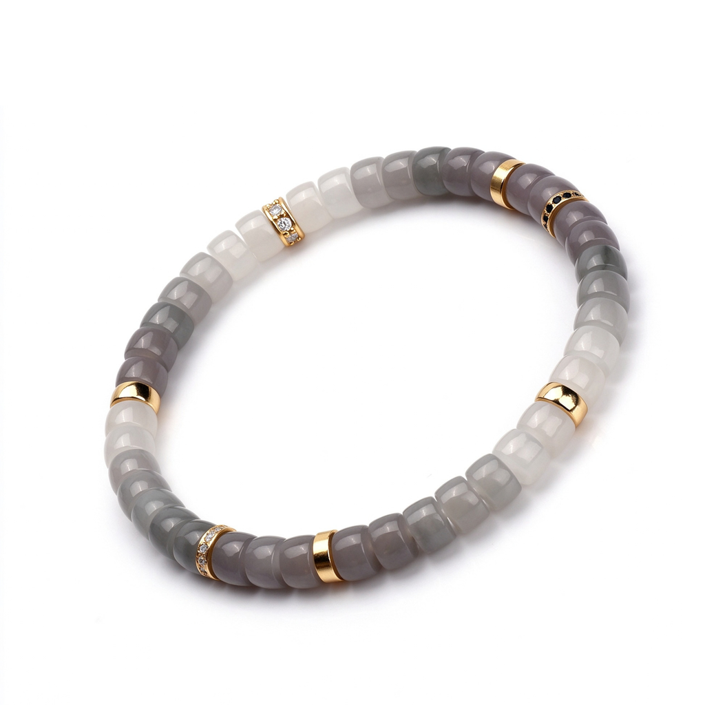 Smoky Lavender Nephrite Jade Gemstone Bracelet