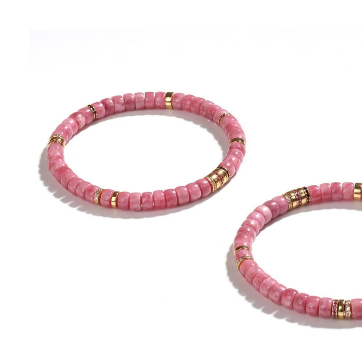 Natural Rhodonite Disc Bead Bracelet