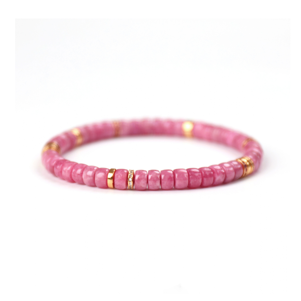 Natural Rhodonite Disc Bead Bracelet