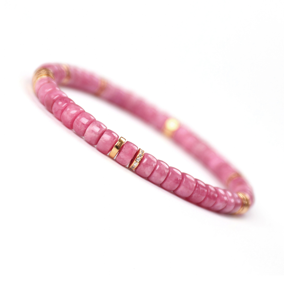 Natural Rhodonite Disc Bead Bracelet