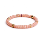 Warm Sunset Glow | Pink Moonstone Disc Bead Bracelet