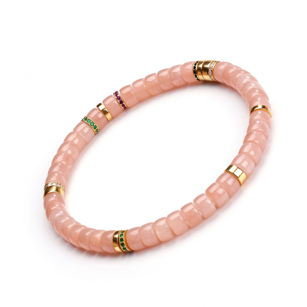 Warm Sunset Glow | Pink Moonstone Disc Bead Bracelet