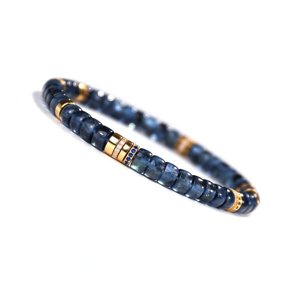 Ocean Depth &amp; Strength | Men's Deep Aquamarine Disc Bracelet
