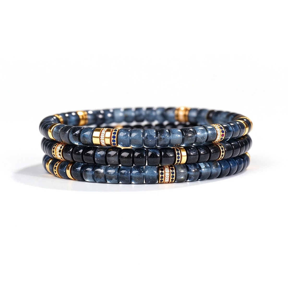 Ocean Depth &amp; Strength | Men's Deep Aquamarine Disc Bracelet