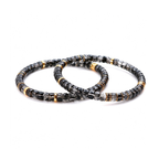 Men's Black Rutilated Quartz Disc Bracelet