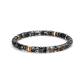 Men's Black Rutilated Quartz Disc Bracelet