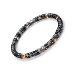 Men's Black Rutilated Quartz Disc Bracelet