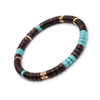 Laoshan Sandalwood &amp; Turquoise Disc Bracelet