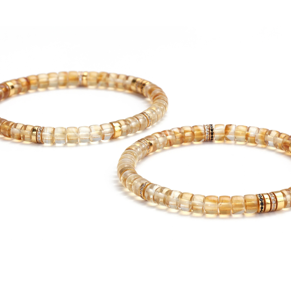 Women's Natural Yellow Phantom Quartz Disc Bracelet