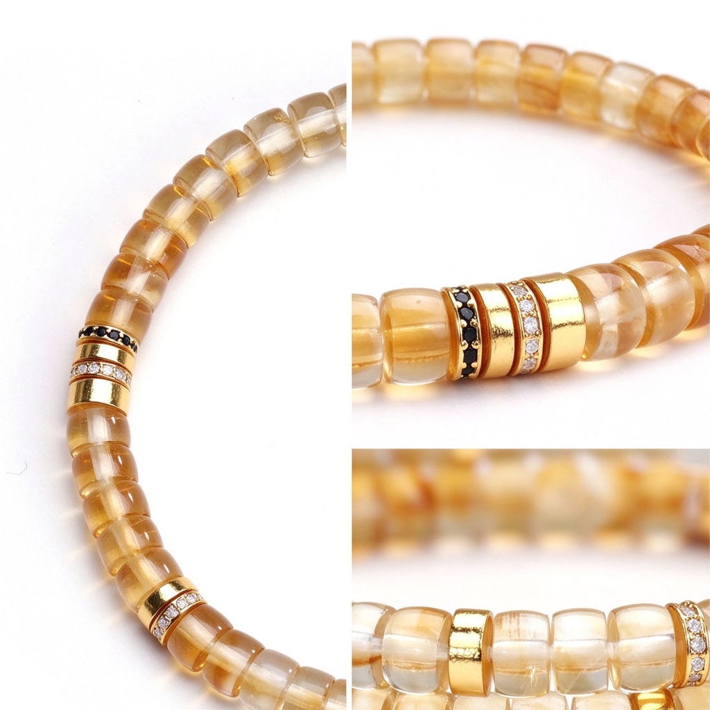 Women's Natural Yellow Phantom Quartz Disc Bracelet