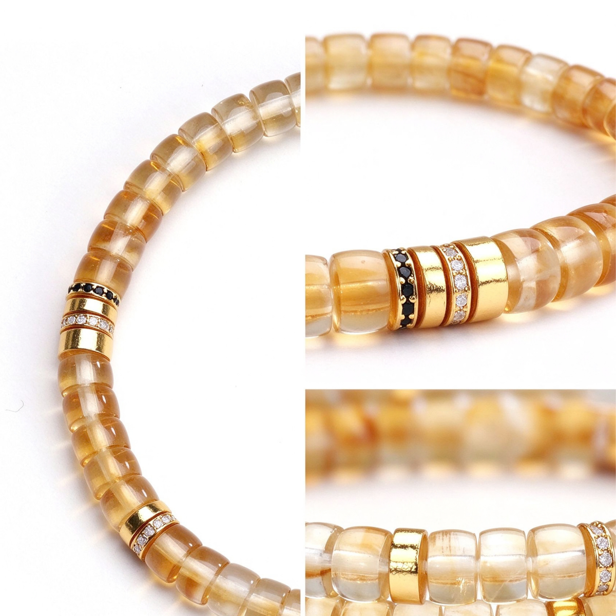 Women's Natural Yellow Phantom Quartz Disc Bracelet