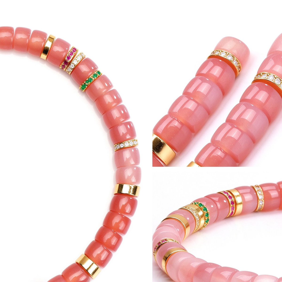 Pink Agate Disc Bracelet