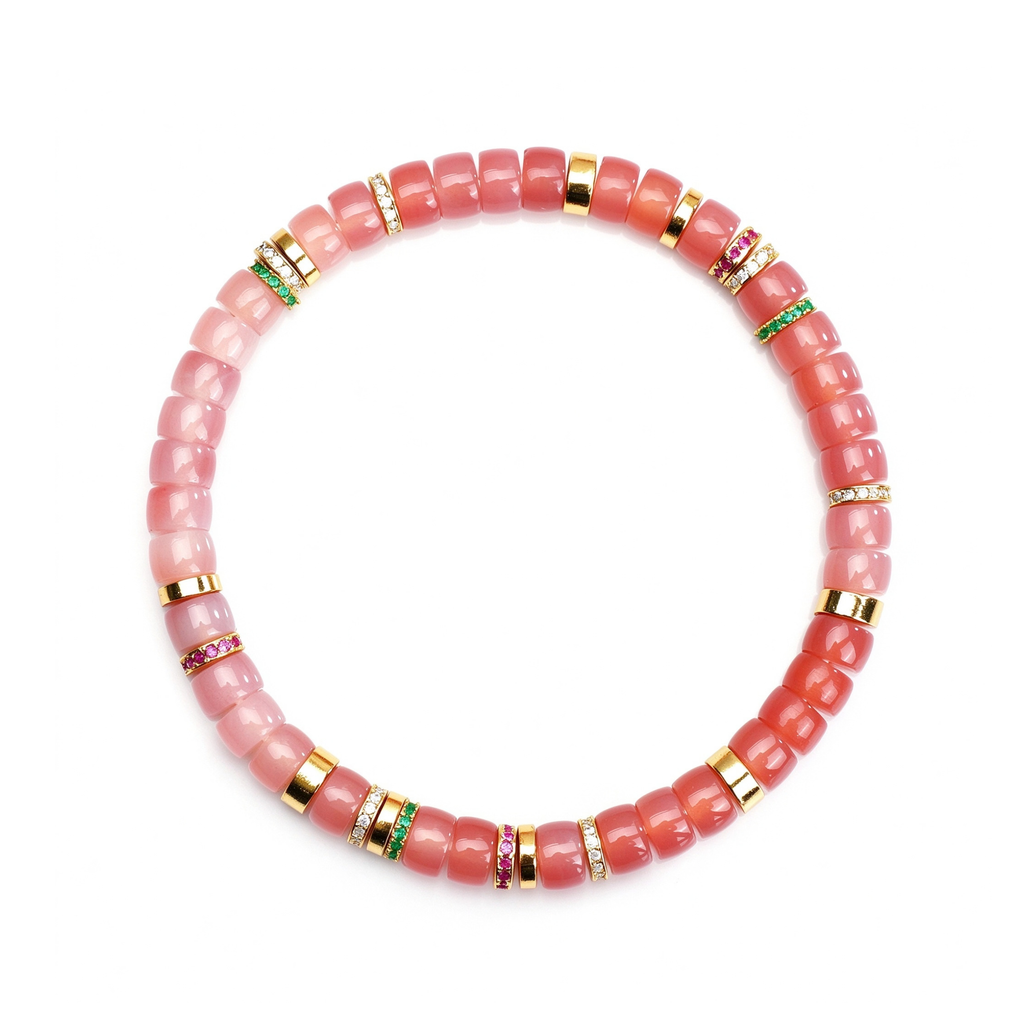 Pink Agate Disc Bracelet