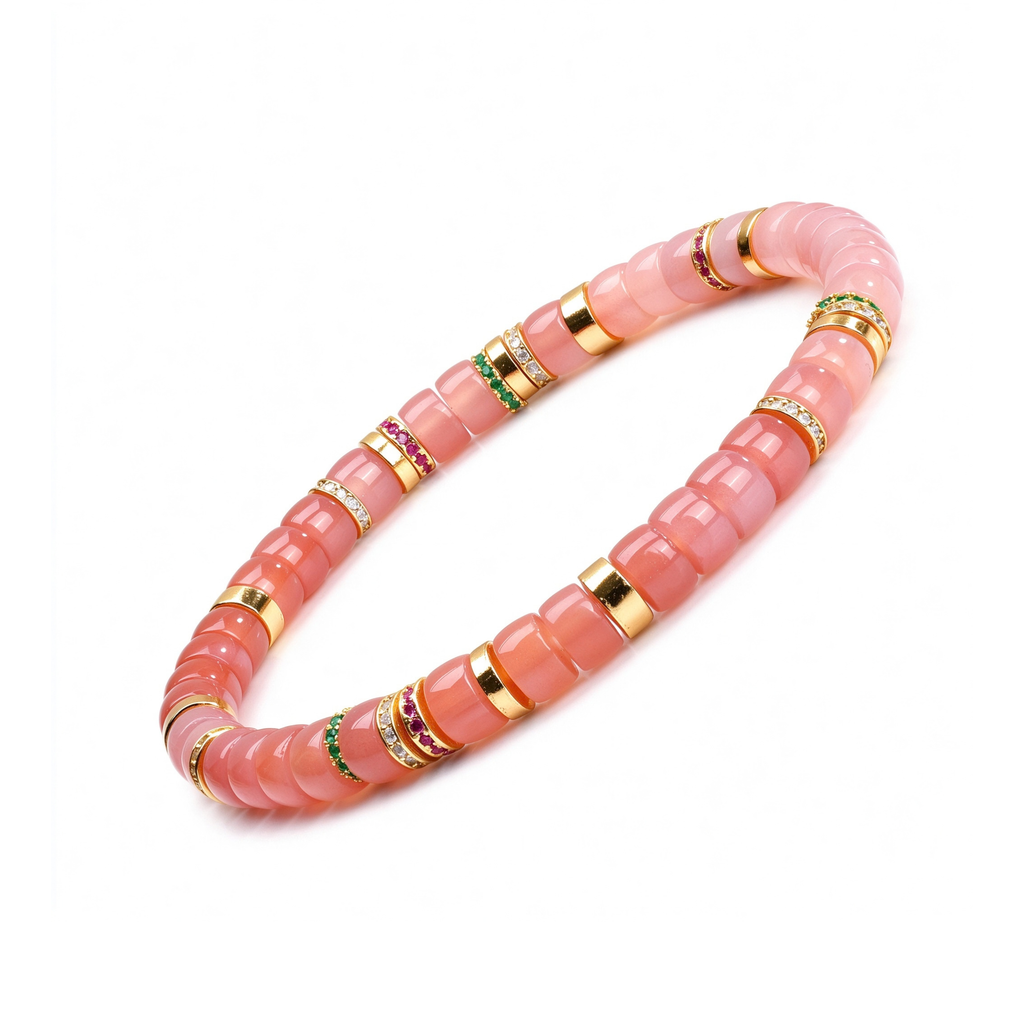 Pink Agate Disc Bracelet