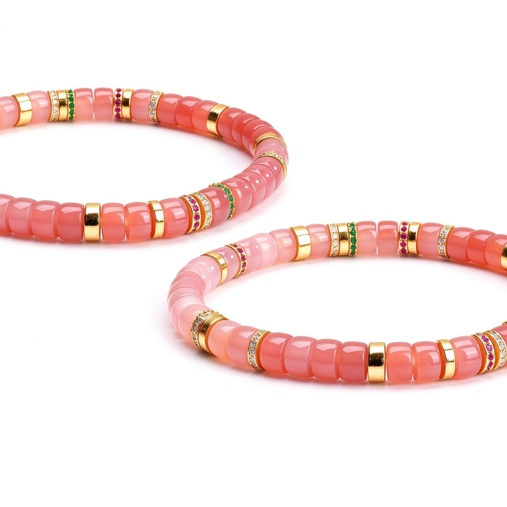 Pink Agate Disc Bracelet