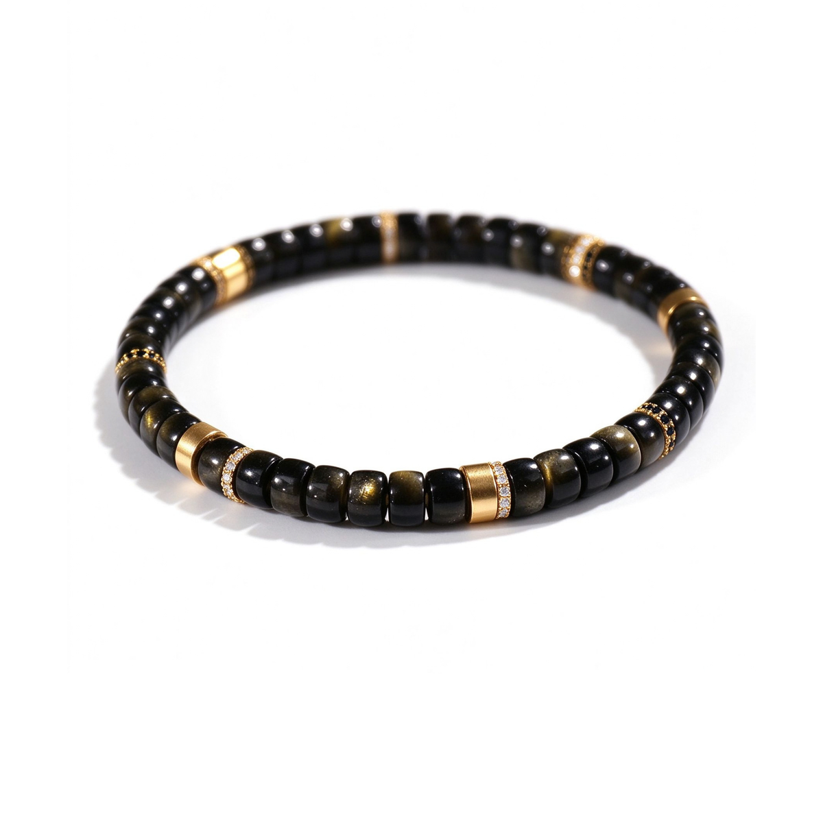 Men's Gold Sheen Obsidian Disc Bracelet
