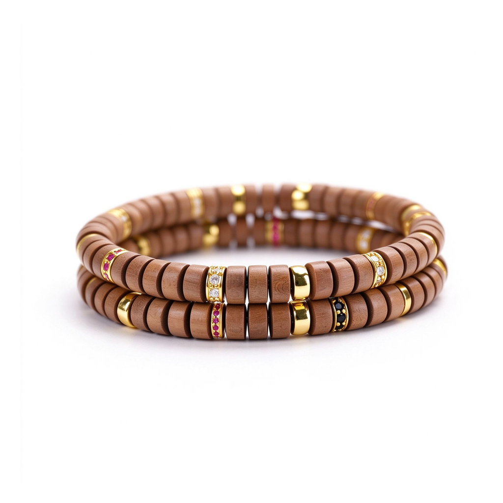 Sacred Sandalwood & 18K Gold | Disc Bracelet