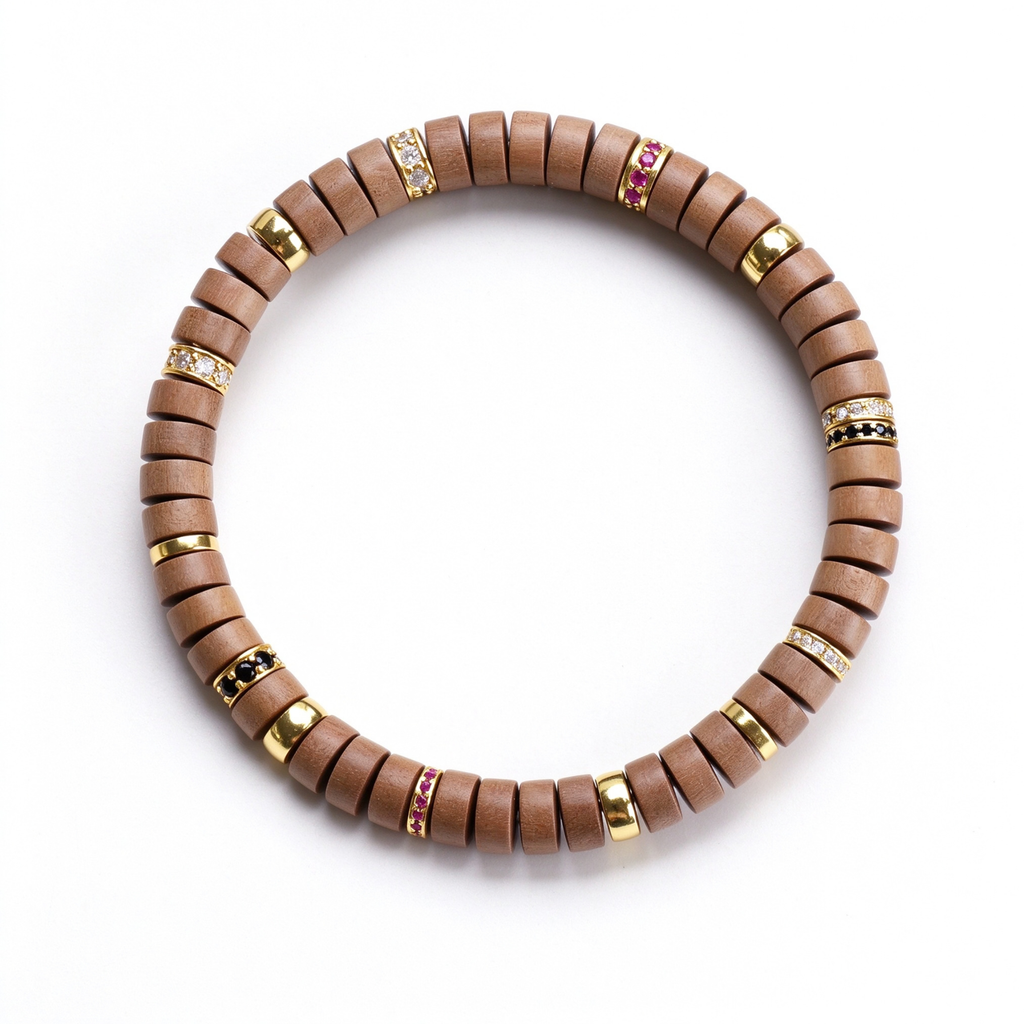 Sacred Sandalwood & 18K Gold | Disc Bracelet