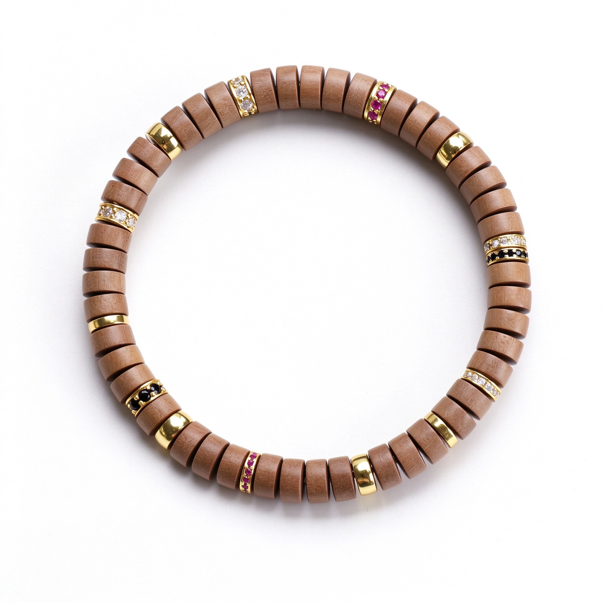 Sacred Sandalwood & 18K Gold | Disc Bracelet