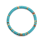 Ocean Breeze | Natural Turquoise Disc Bracelet with 18K Gold Accents