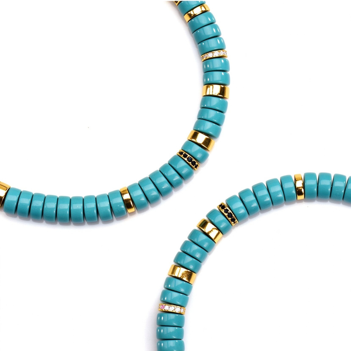 Ocean Breeze | Natural Turquoise Disc Bracelet with 18K Gold Accents
