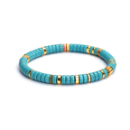 Ocean Breeze | Natural Turquoise Disc Bracelet with 18K Gold Accents