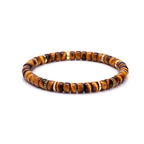 Golden Flash | Natural Tiger’s Eye Disc Bracelet with 18K Gold & Moissanite