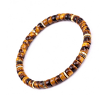 Golden Flash | Natural Tiger’s Eye Disc Bracelet with 18K Gold & Moissanite