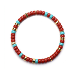 Sacred Flame & Ocean | Natural Red Agate & Turquoise Disc Bracelet
