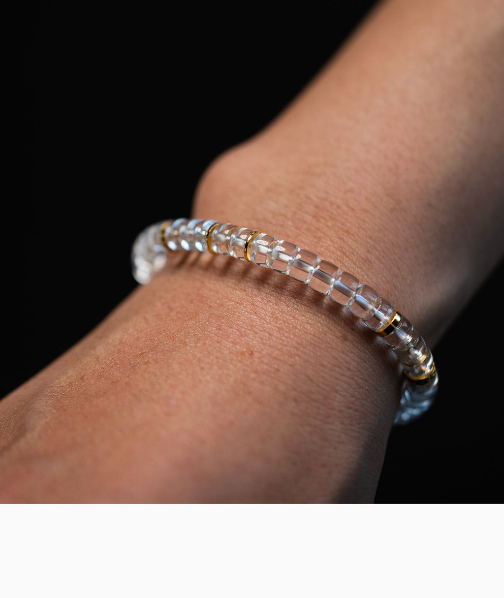 Pure Clarity | Grade AA Clear Quartz & 18K Gold Bracelet