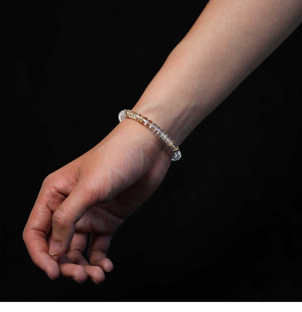 Pure Clarity | Grade AA Clear Quartz & 18K Gold Bracelet