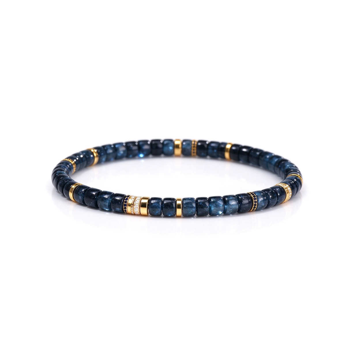 Ocean Depth &amp; Strength | Men's Deep Aquamarine Disc Bracelet