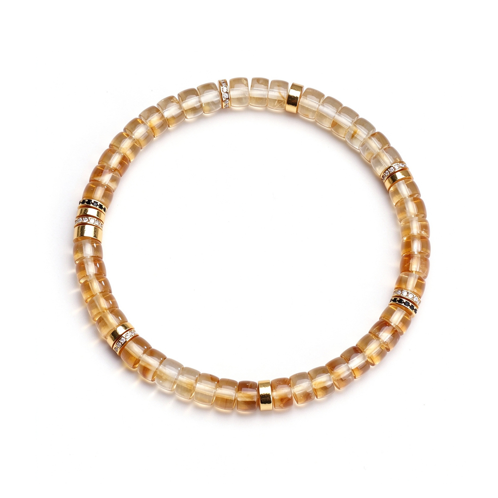 Women's Natural Yellow Phantom Quartz Disc Bracelet